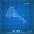Eritrea blueprint map template with capital city. Royalty Free Stock Photo