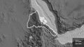 Eritrea border shape overlay. Glowed. Bilevel. Labels