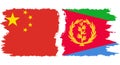 Eritrea and China grunge flags connection vector