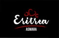 Eritrea country on black background with red love heart and its capital Asmara
