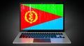 Eritrea - country flag and binary code on laptop screen Royalty Free Stock Photo