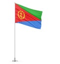 Eritrea flag on a flagpole white background 3D illustration Royalty Free Stock Photo