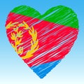 Eritrea flag, Heart shape, grunge style
