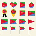 Eritrea flag icon set in 16 shape versions. Royalty Free Stock Photo