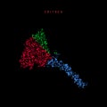 Eritrea flag map, chaotic particles pattern in the Eritrean flag colors. Vector illustration Royalty Free Stock Photo