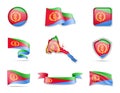 Eritrea flags collection. Vector illustration set flags and outline of the country