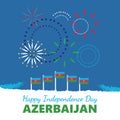 Azerbaijan independence day vector illustration with fireworks