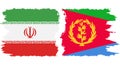 Eritrea and Iran grunge flags connection vector