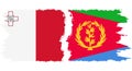 Eritrea and Malta grunge flags connection vector