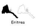 Eritrea Country Map. Black silhouette and outline isolated on white background. EPS Vector