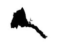 Eritrea Map. Eritrean Country Map. Black and White National Nation Outline Geography Border Boundary Shape Territory Vector Illust