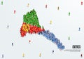 Eritrea Map and Flag. A large group of people in the Eritrea flag color form to create the map. Royalty Free Stock Photo
