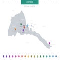 Eritrea map with location pointer marks.