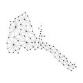 Eritrea map of polygonal mosaic lines network, rays, dots vector illustration.