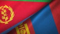 Eritrea and Mongolia two flags textile cloth, fabric texture