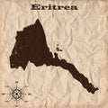 Eritrea old map with grunge and crumpled paper. Vector illustration