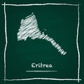 Eritrea outline vector map hand drawn with chalk.