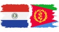 Eritrea and Paraguay grunge flags connection vector