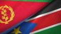 Eritrea and South Sudan two flags textile cloth, fabric texture