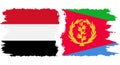 Eritrea and Yemen grunge flags connection vector