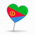 Eritrean flag heart-shaped map pointer layout. Vector illustration.