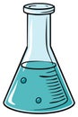 Erlenmeyer flask with blue liquid, science and chemistry Royalty Free Stock Photo