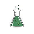 Erlenmeyer flask doodle icon, vector color illustration