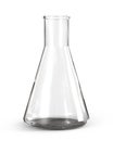 Erlenmeyer Flask. Empty Glass Conical Lab Container Isolated on White Background.