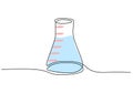 Erlenmeyer flask - Laboratory equipment and tools object, one line drawing continuous design, vector illustration for science and Royalty Free Stock Photo