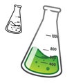 Erlenmeyer Flask with Line Art Drawing Royalty Free Stock Photo