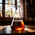 Erlenmeyer flask of liquid, science apparatus equipment to measure liquids