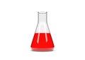 Erlenmeyer flask with red liquid isolated on white background Royalty Free Stock Photo