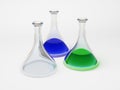 Erlenmeyer Flasks with liquid