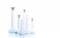 Erlenmeyer flasks on reflective isolated on white background