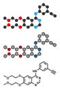 Erlotinib cancer drug molecule