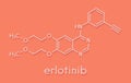 Erlotinib cancer drug molecule. Skeletal formula.