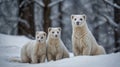 Ermine mother with cubs