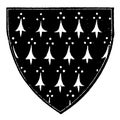 Ermine Shield with a field argent with the powdering sable vintage engraving