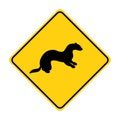 Ermine silhouette animal traffic sign yellow vector