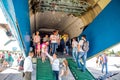 Ermolino, Russia - August 15, 2015: Open Day at the airbase in Ermolino. Russian turboprop airplane Antonov An-12