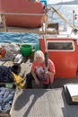 Lady Greek Fisherman. Stock Image