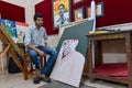 Student at workshop of Art College in India