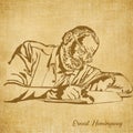 Ernest Hemingway Digital Hand drawn Illustration