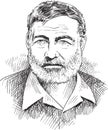 Ernest Hemingway portrait, vector