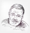 Ernest Miller Hemingway vector sketch portrait