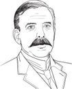 Ernest Rutherford cartoon portrait, vector