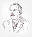 Ernest Rutherford vector sketch portrait isolated