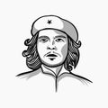 Ernesto Che Guevara vector image, monoline Ernesto Che Guevara with simple shadow, isolated design