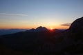 The Ernesto Lomasti mountain hut next to the Cavallo di Pontebba and Creta di Aip mountain range, Alps