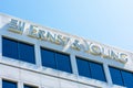 Ernst and Young logo atop of a multinational professional services firm office